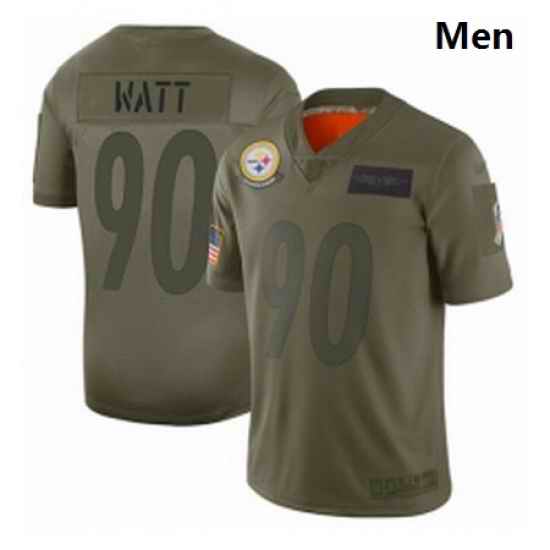 Men Pittsburgh Steelers 90 T J Watt Limited Camo 2019 Salute to Service Football Jersey
